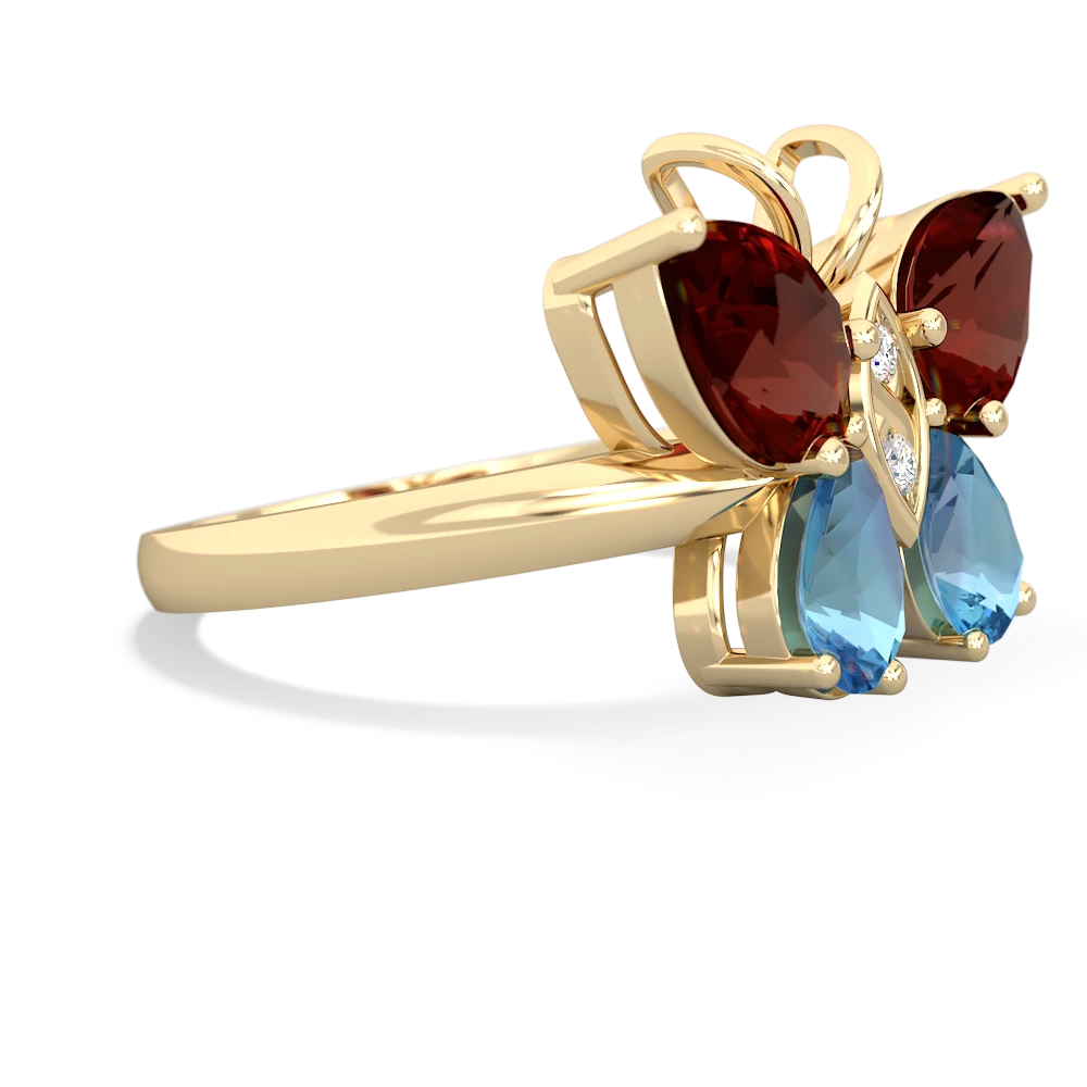 Garnet Butterfly 14K Yellow Gold ring R2215