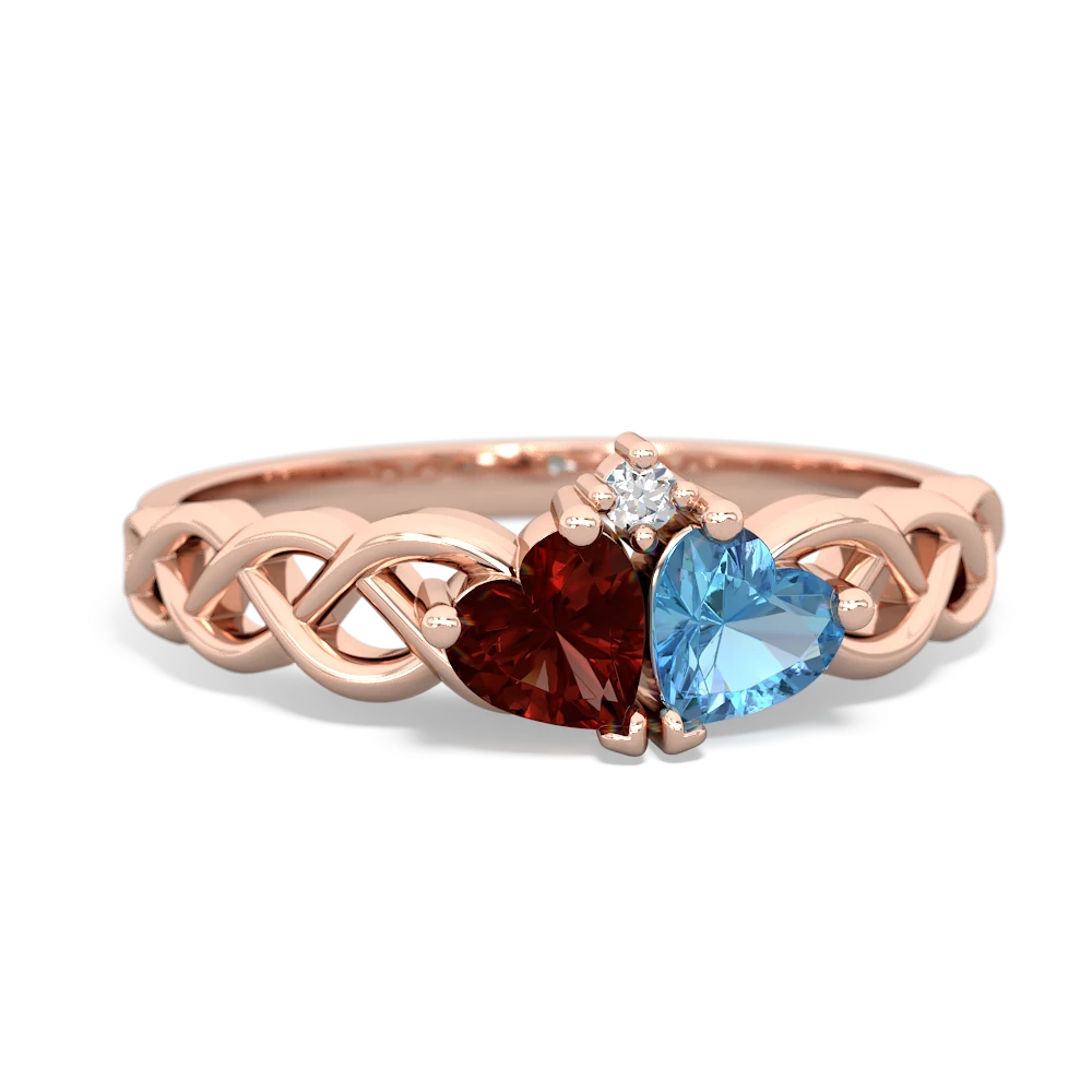 Garnet Heart To Heart Braid 14K Rose Gold ring R5870