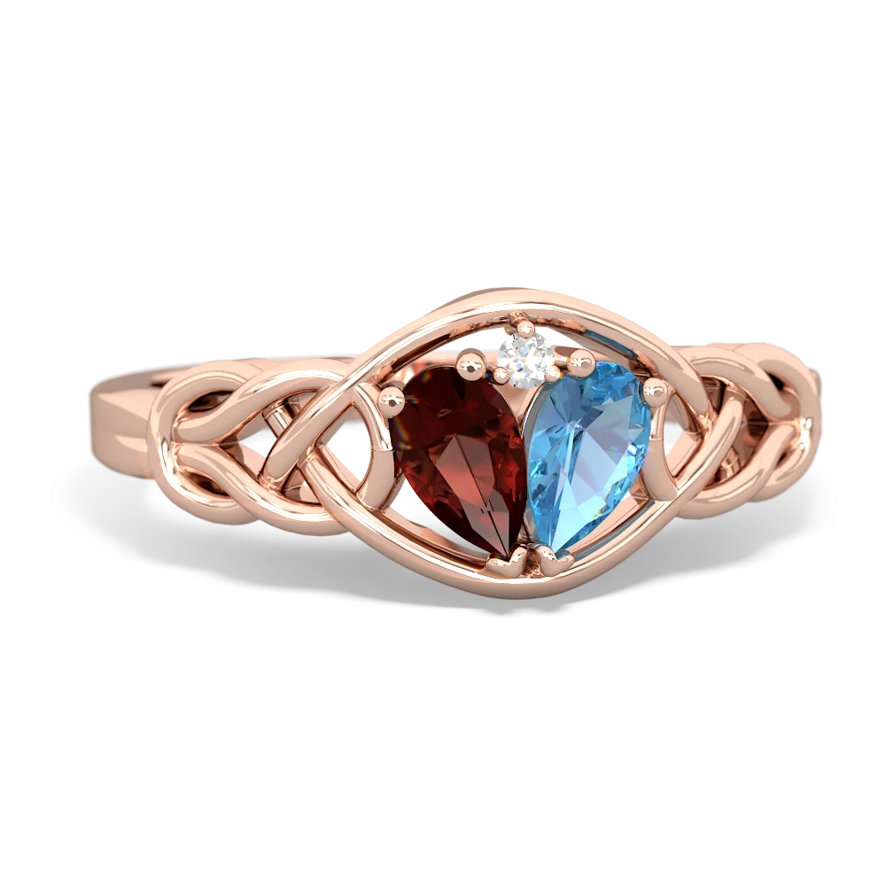 Garnet Celtic Love Knot 14K Rose Gold ring R5420