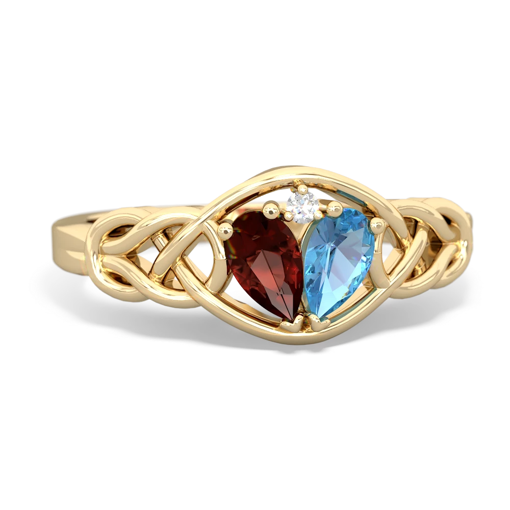 Garnet Celtic Love Knot 14K Yellow Gold ring R5420