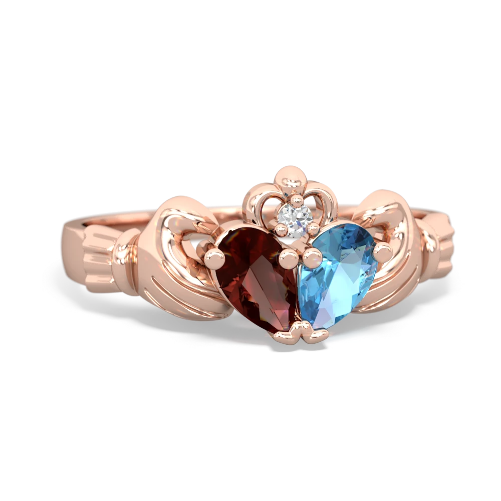 Garnet 'Our Heart' Claddagh 14K Rose Gold ring R2388