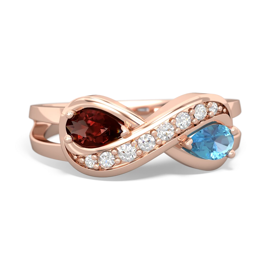 Garnet Diamond Infinity 14K Rose Gold ring R5390