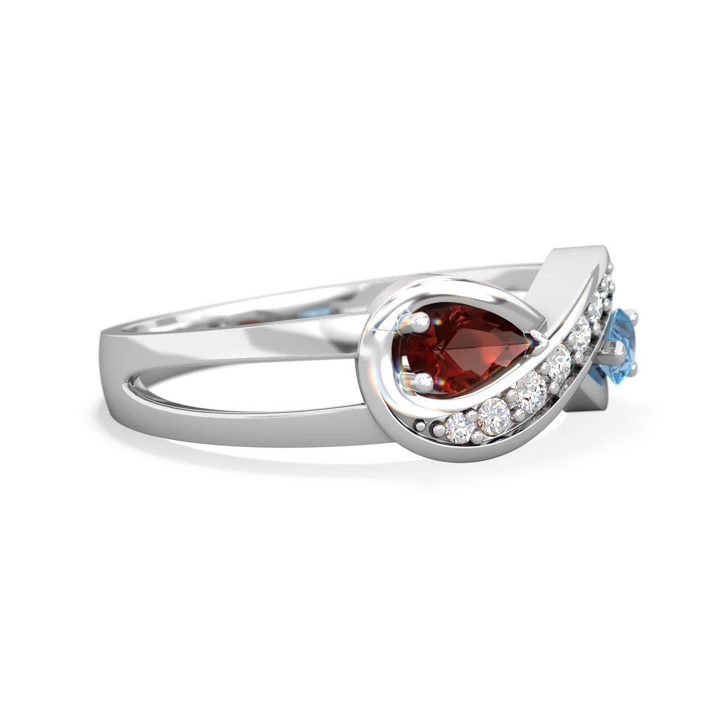 Garnet Diamond Infinity 14K White Gold ring R5390