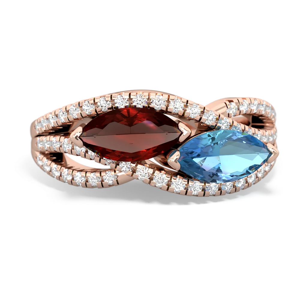 Garnet Diamond Rivers 14K Rose Gold ring R3070