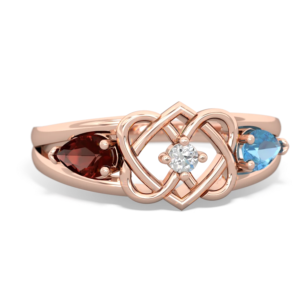 Garnet Hearts Intertwined 14K Rose Gold ring R5880