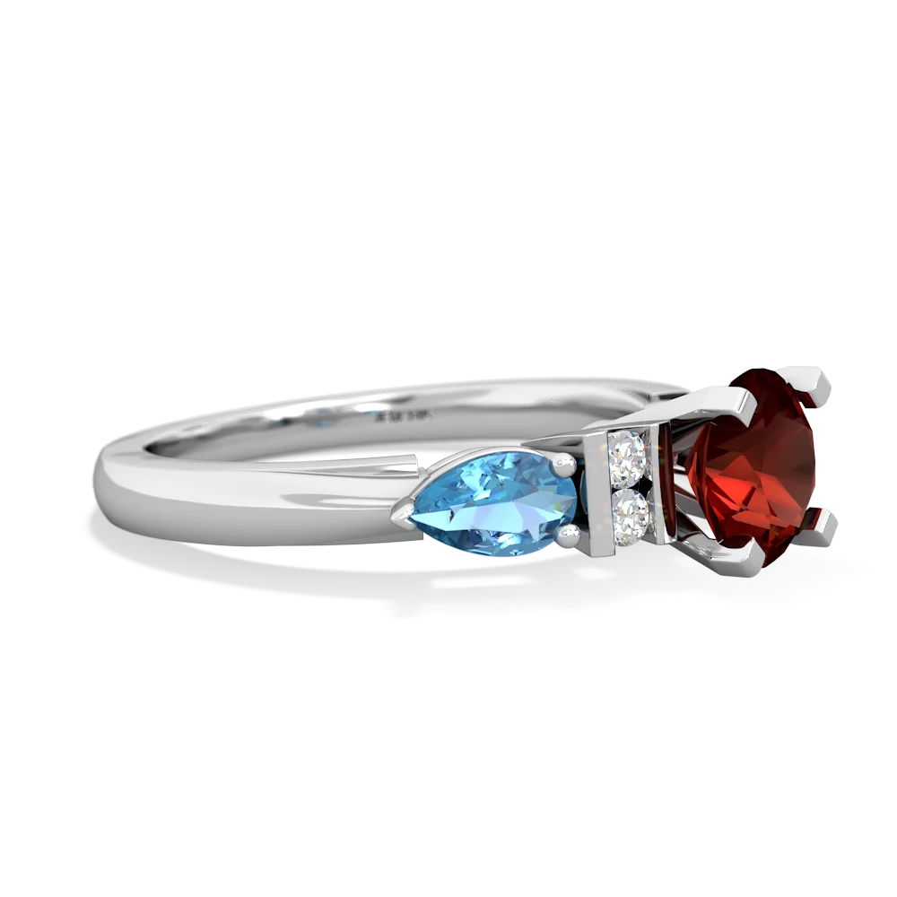 Garnet 6Mm Round Eternal Embrace Engagement 14K White Gold ring R2005