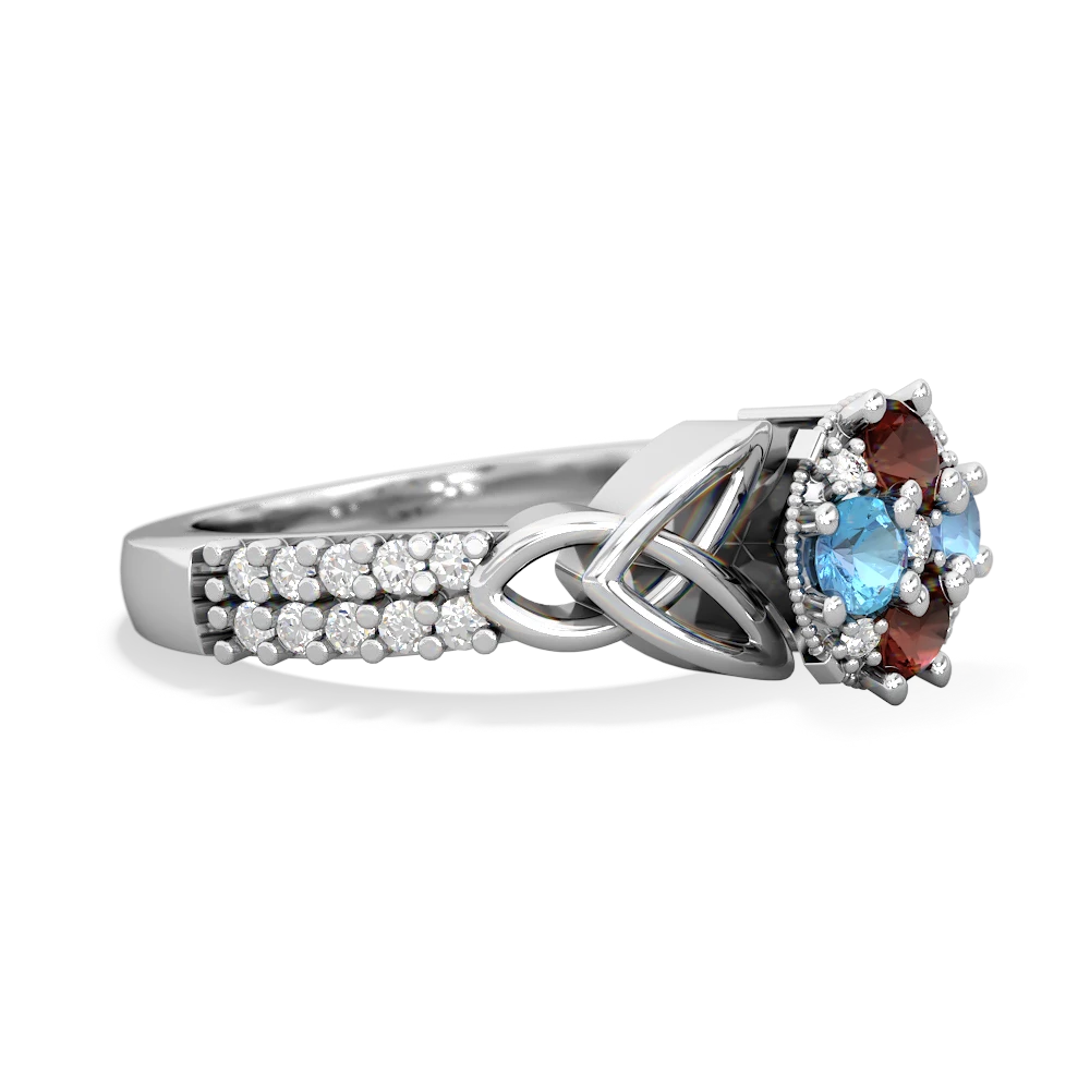 Garnet Celtic Knot Cluster Engagement 14K White Gold ring R26443RD