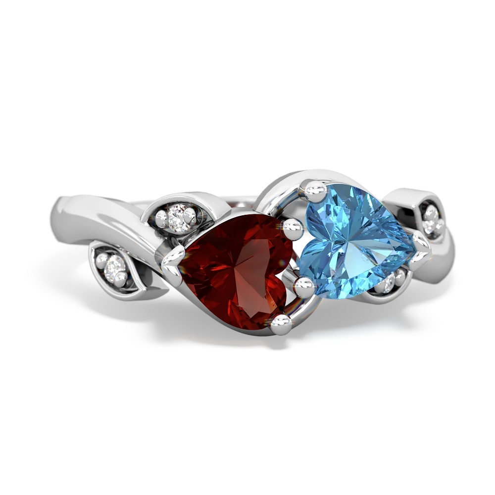 Garnet Floral Elegance 14K White Gold ring R5790