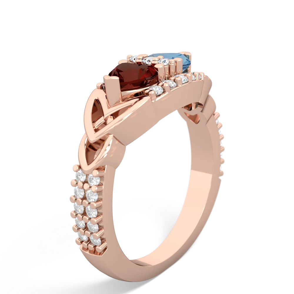 Garnet Sparkling Celtic Knot 14K Rose Gold ring R2645