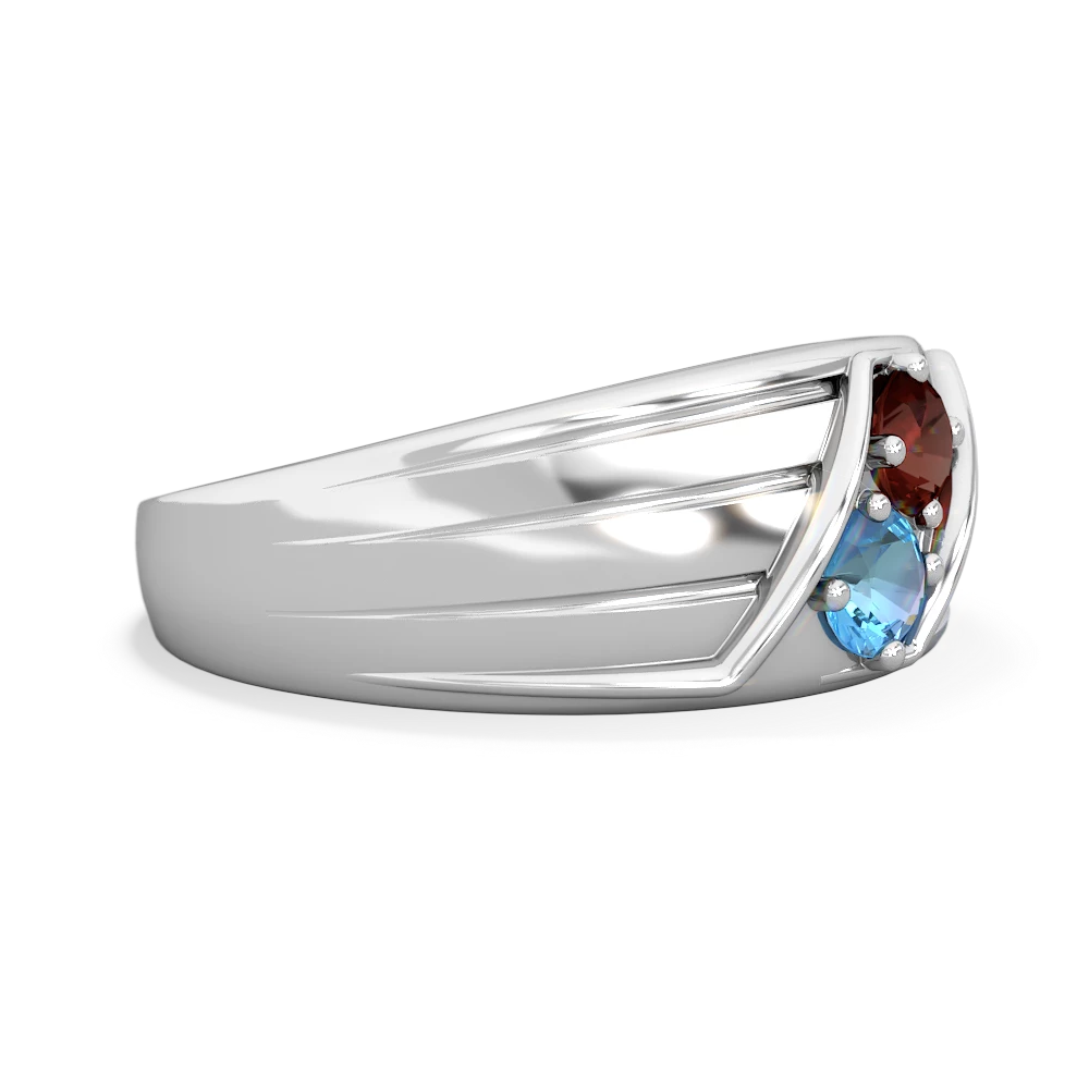 Garnet Men's Streamline 14K White Gold ring R0460