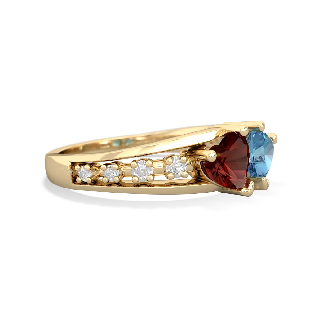 Garnet Heart To Heart 14K Yellow Gold ring R3342