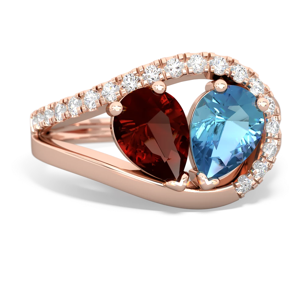 Garnet Nestled Heart Keepsake 14K Rose Gold ring R5650