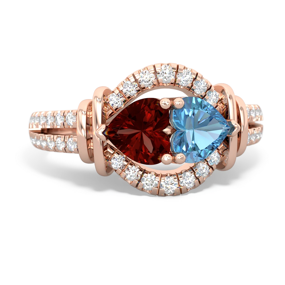 Garnet Art-Deco Keepsake 14K Rose Gold ring R5630