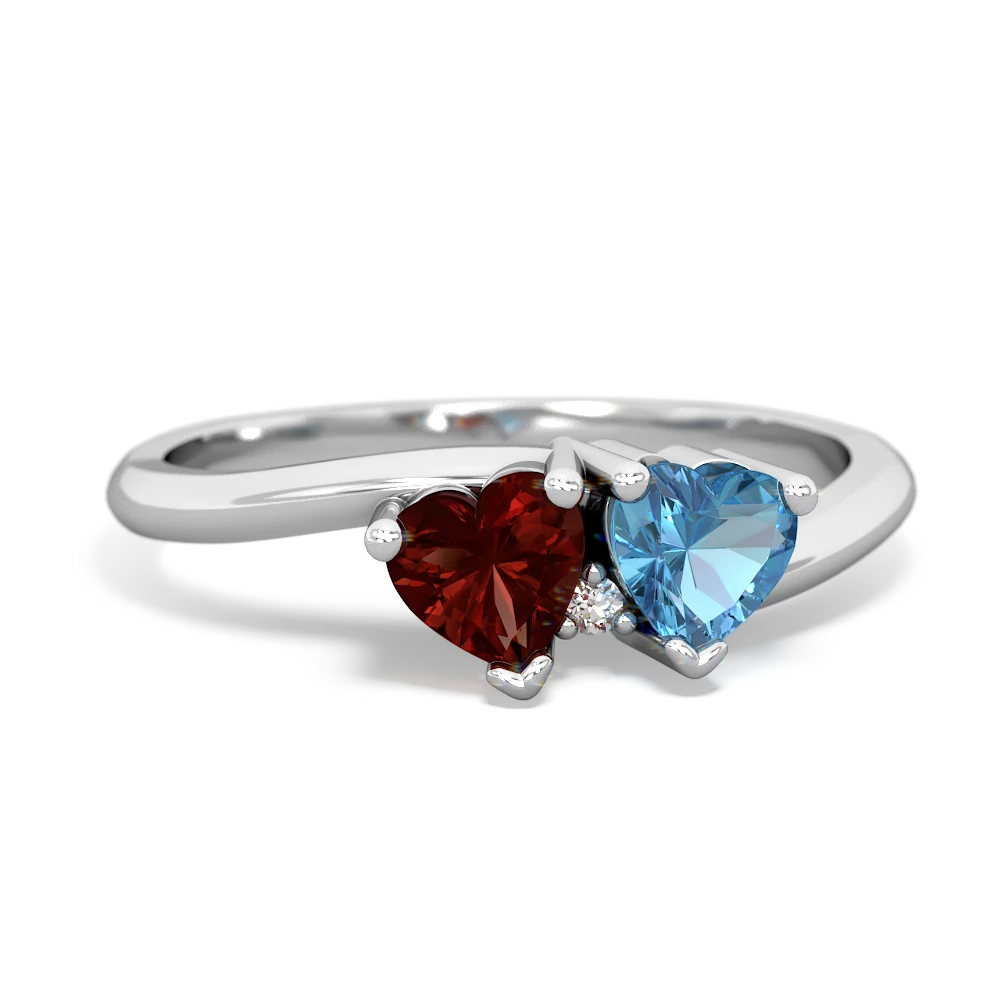 Garnet Sweethearts 14K White Gold ring R5260