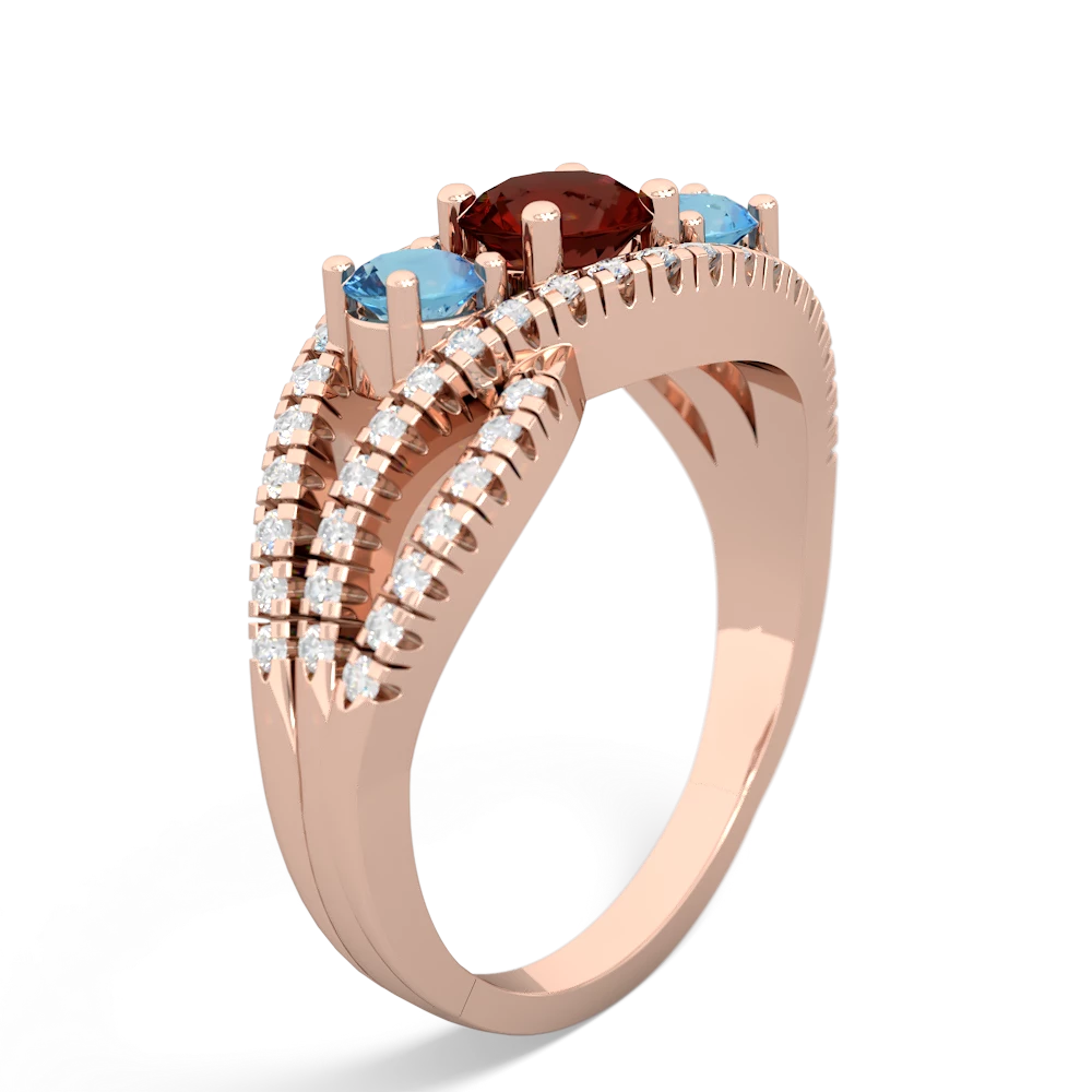 Garnet Three Stone Aurora 14K Rose Gold ring R3080