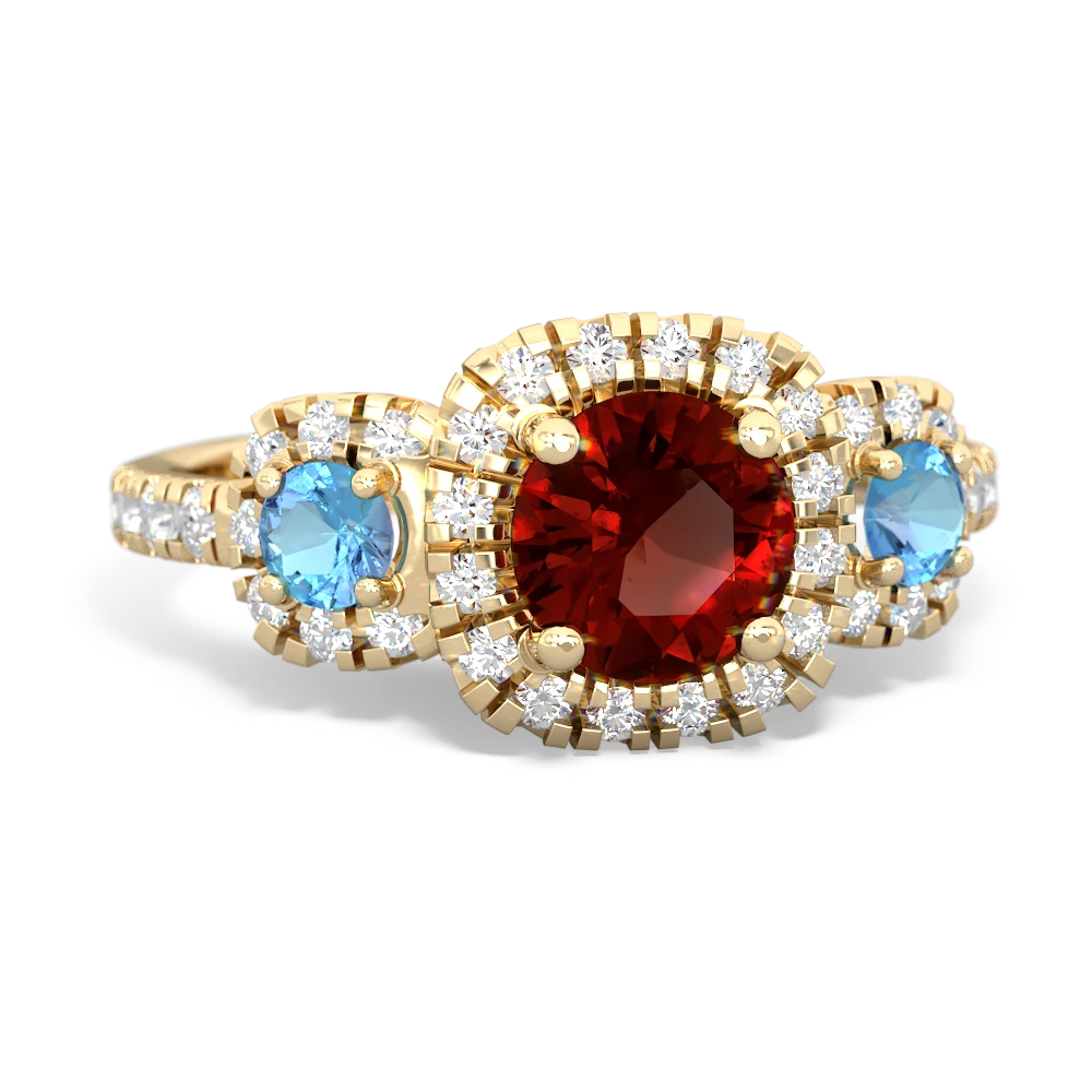 Garnet Regal Halo 14K Yellow Gold ring R5350