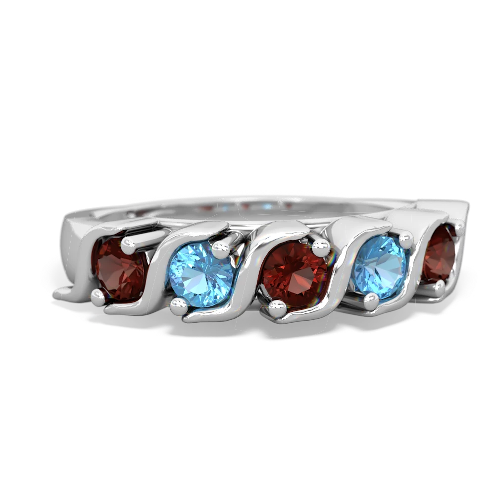 Garnet Anniversary Band 14K White Gold ring R2089