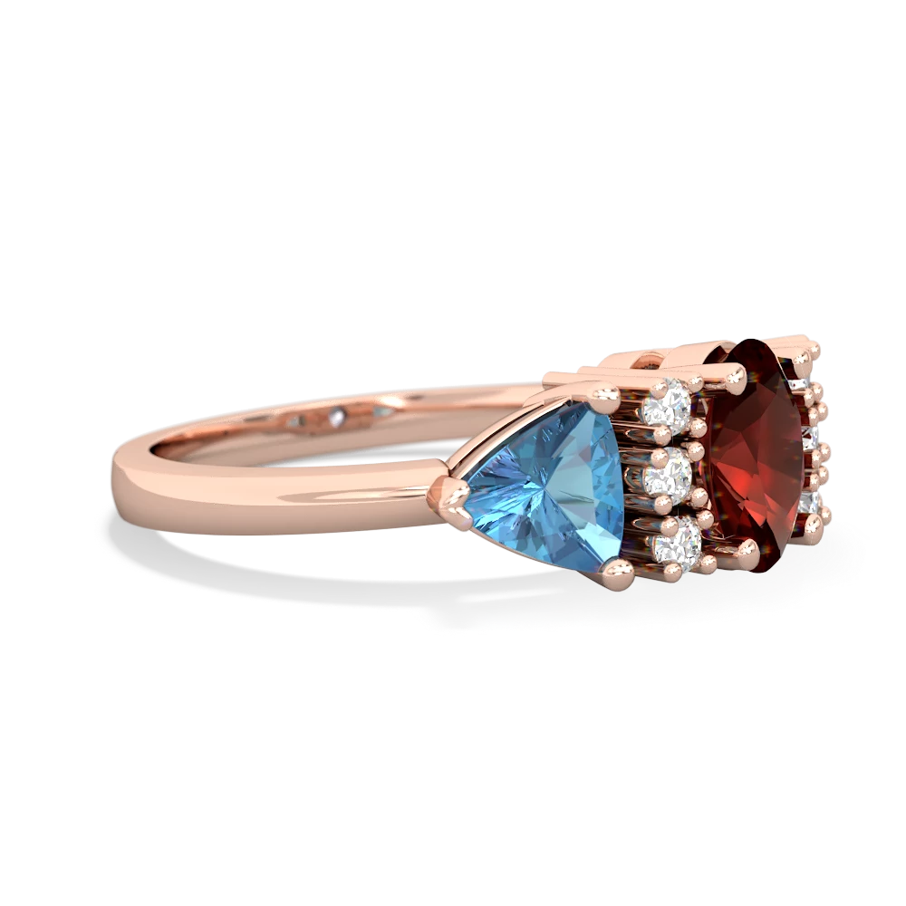 Garnet Antique Style Three Stone 14K Rose Gold ring R2186