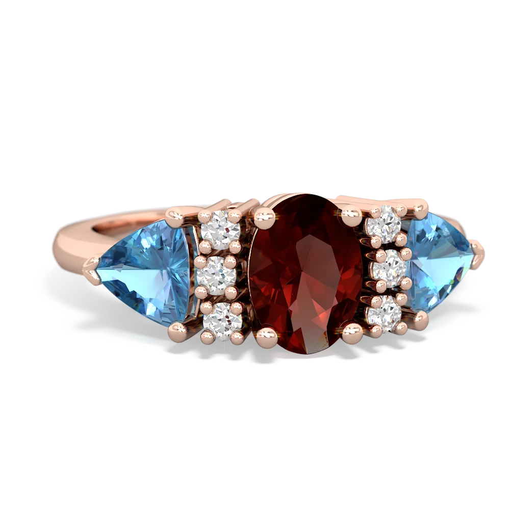 Garnet Antique Style Three Stone 14K Rose Gold ring R2186