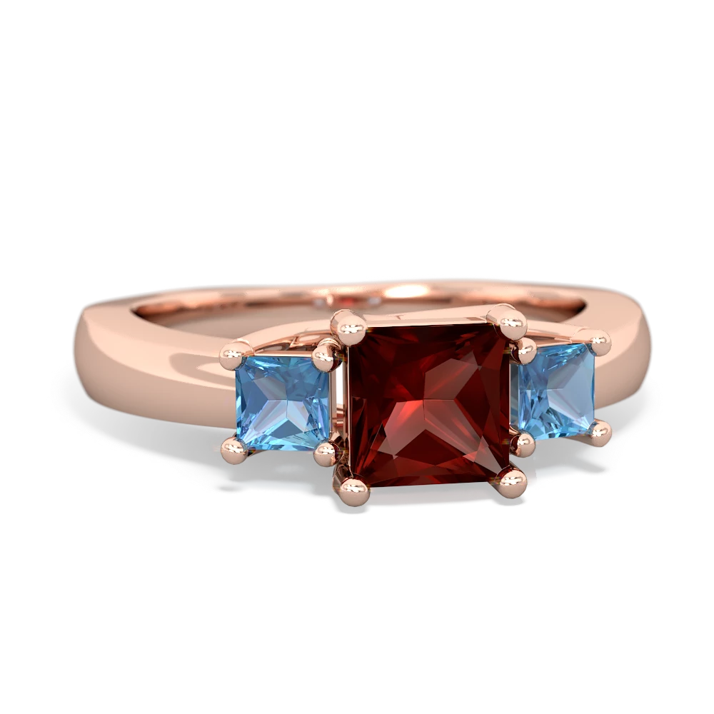 Garnet Three Stone Trellis 14K Rose Gold ring R4015