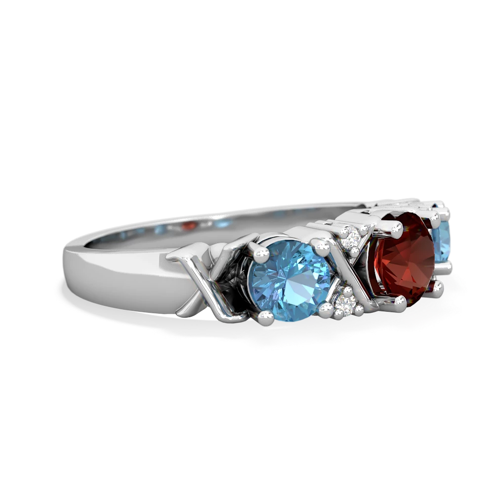 Garnet Hugs And Kisses 14K White Gold ring R5016