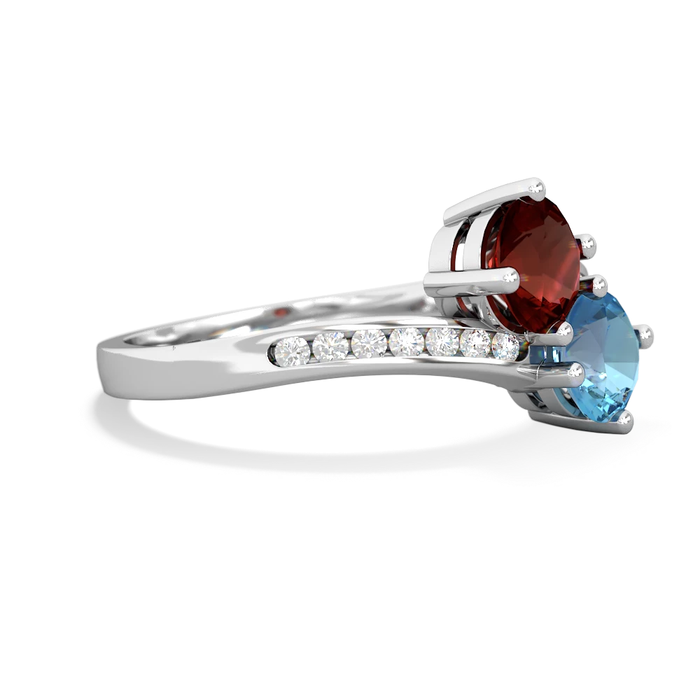 Garnet Channel Set Two Stone 14K White Gold ring R5303