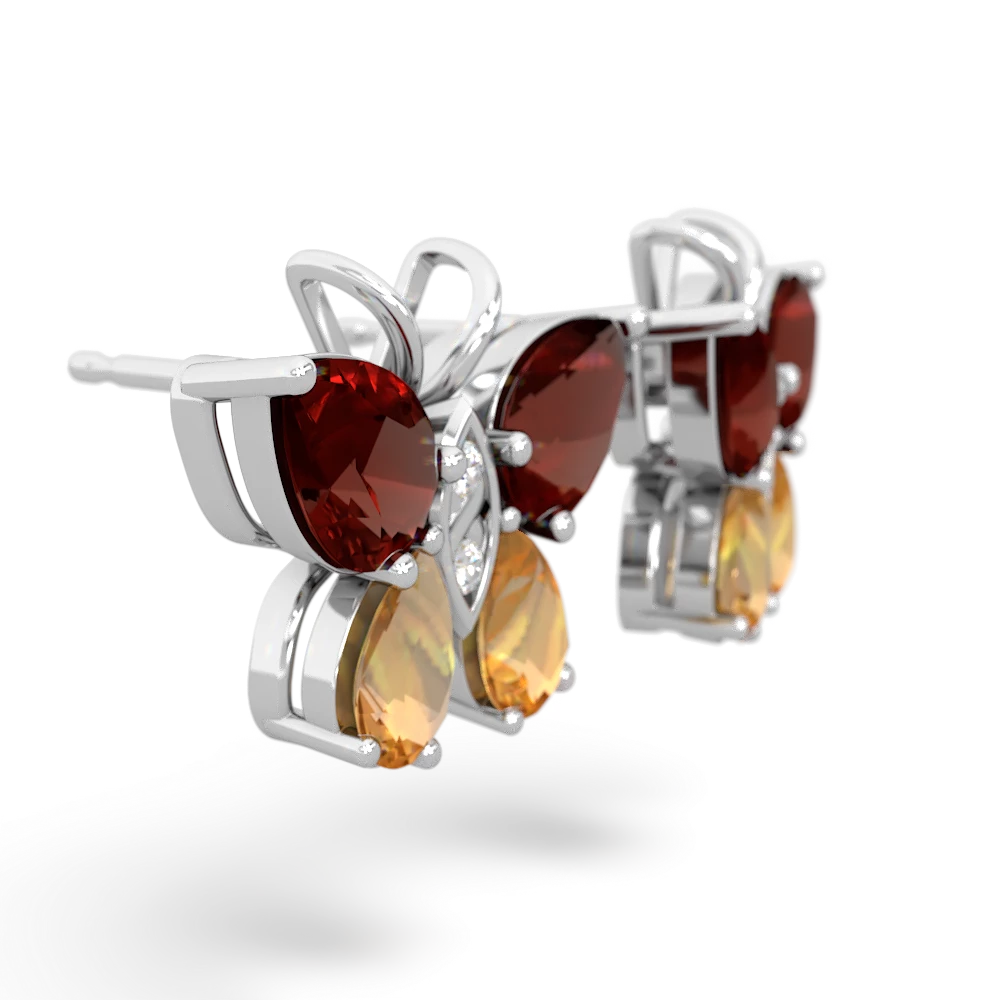 Garnet Butterfly 14K White Gold earrings E2215