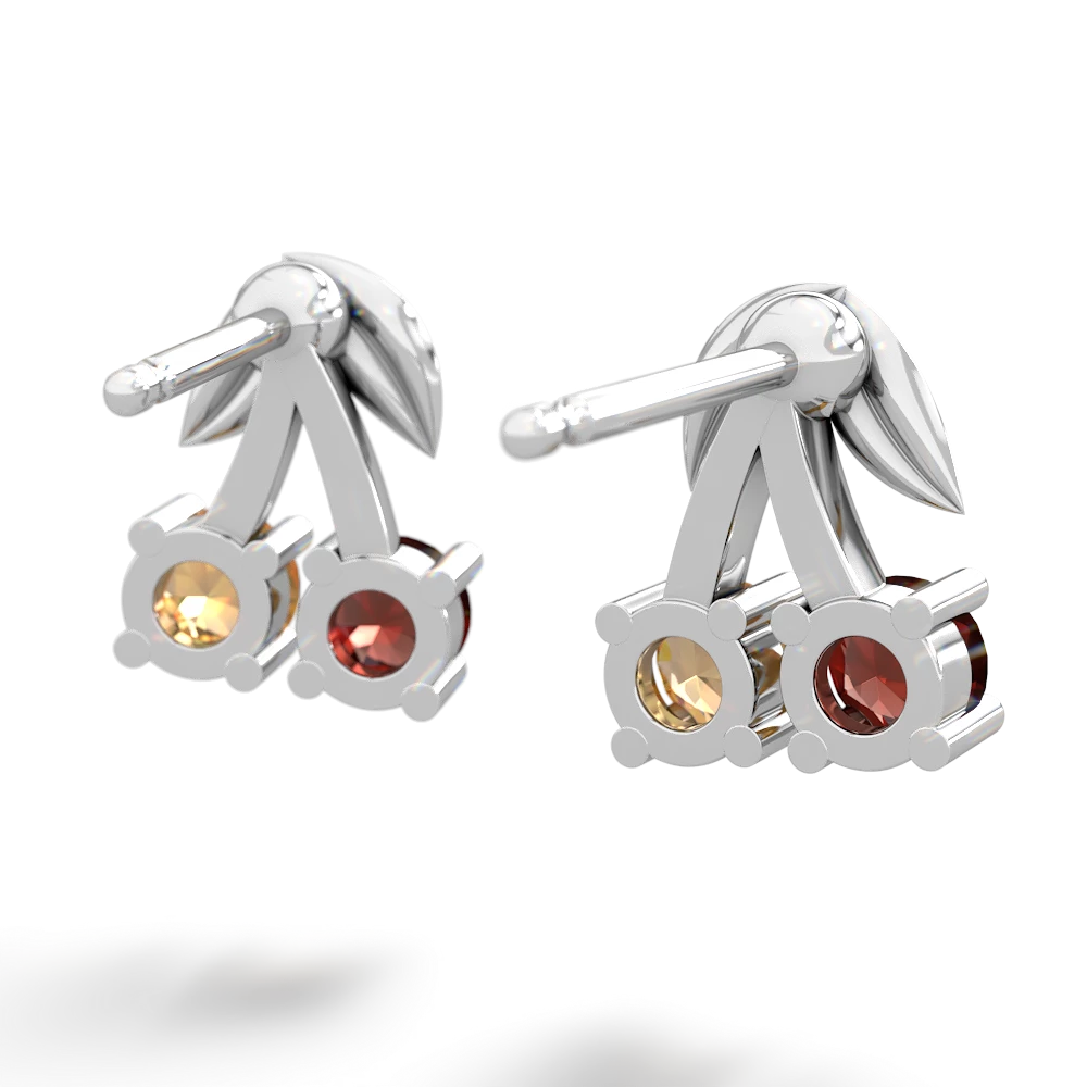 Garnet Sweet Cherries 14K White Gold earrings E7001