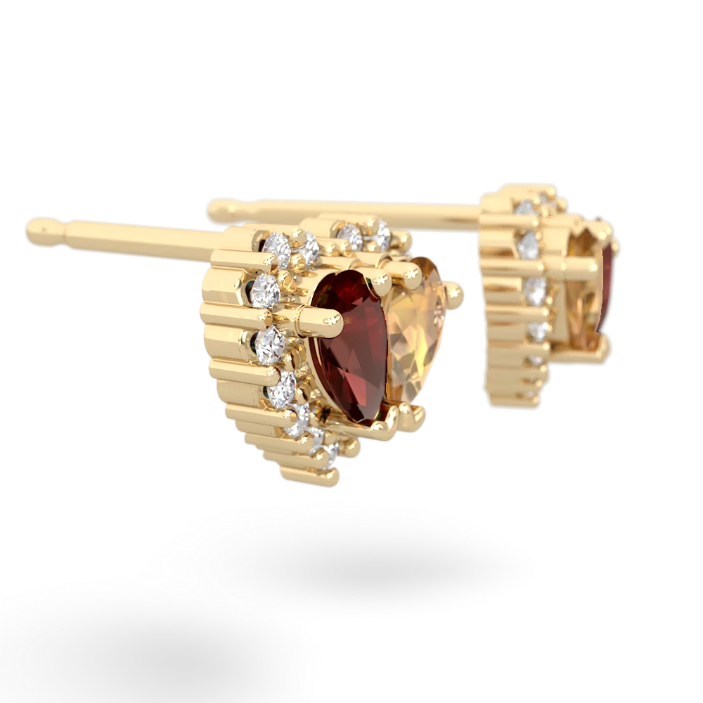 Garnet Halo 14K Yellow Gold earrings E7008