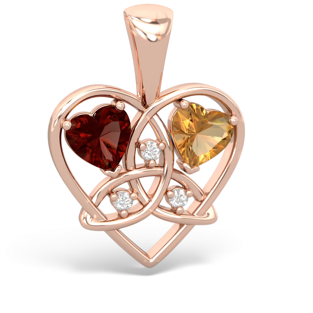 Garnet Celtic Trinity Heart 14K Rose Gold pendant P5331