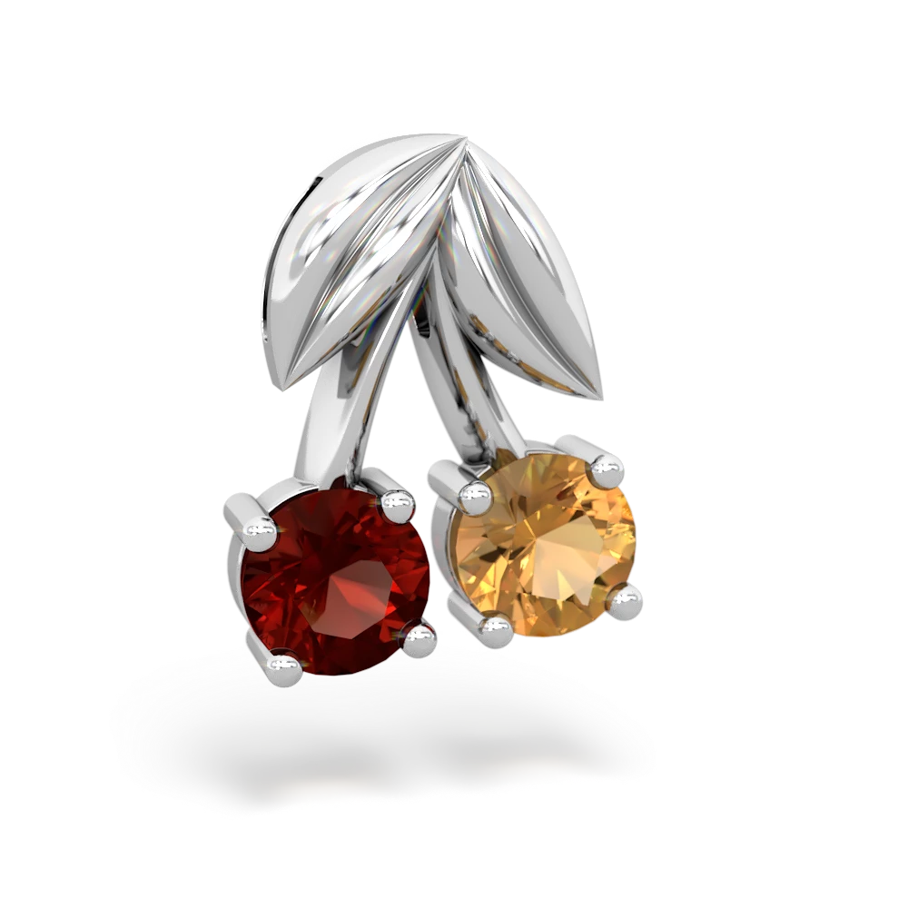 Garnet Sweet Cherries 14K White Gold pendant P7001