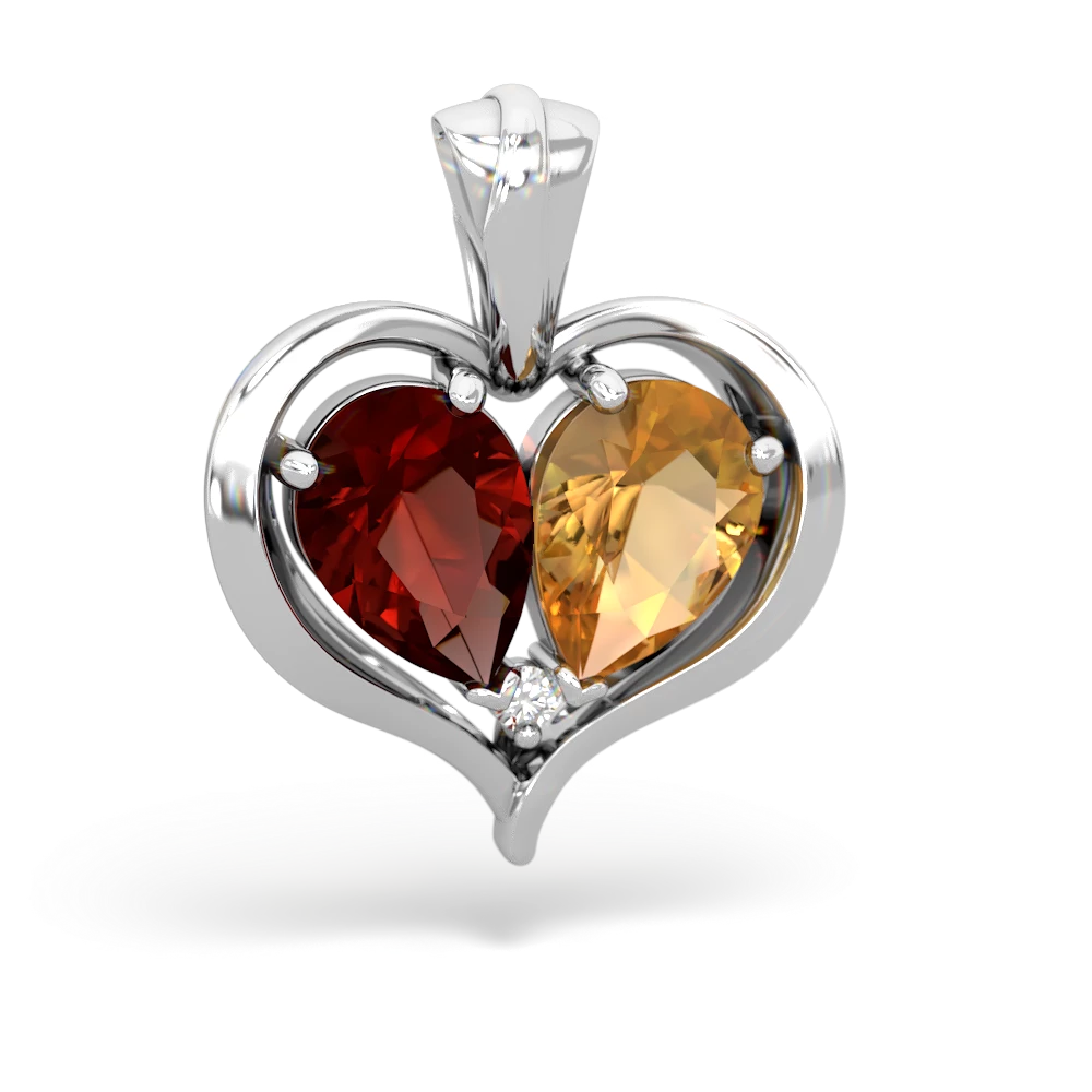 Garnet Two Become One 14K White Gold pendant P5330