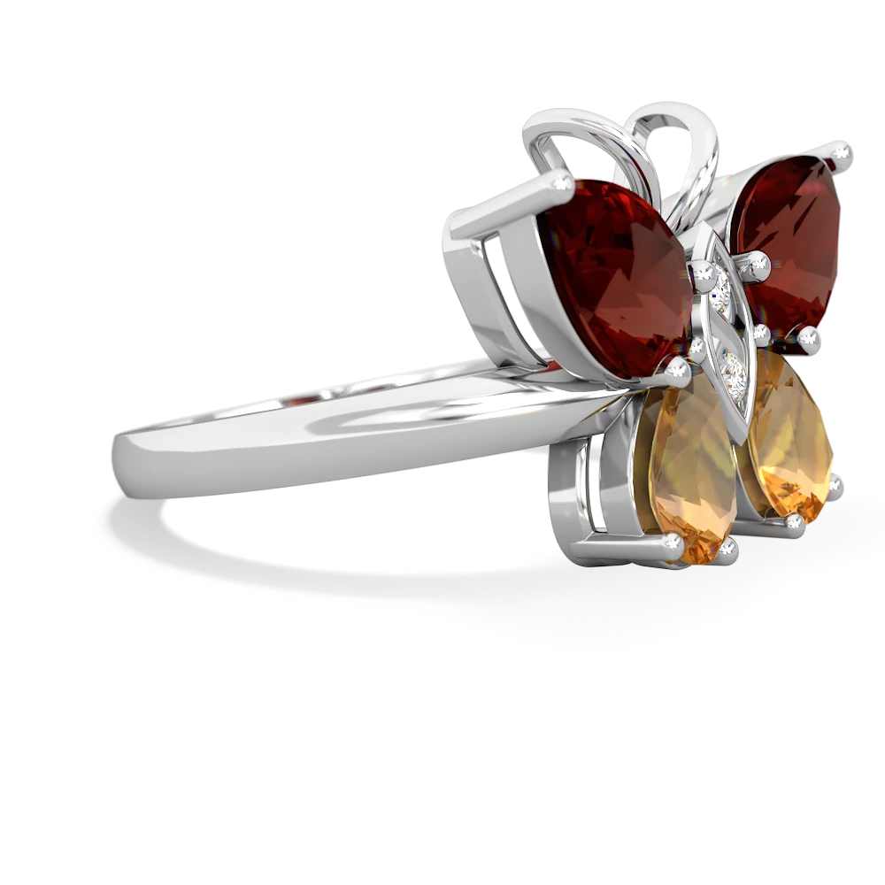 Garnet Butterfly 14K White Gold ring R2215