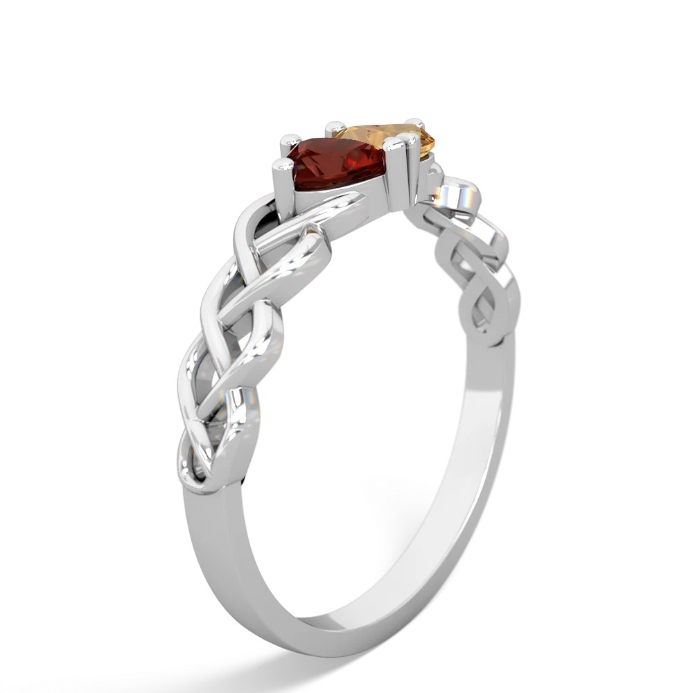 Garnet Heart To Heart Braid 14K White Gold ring R5870