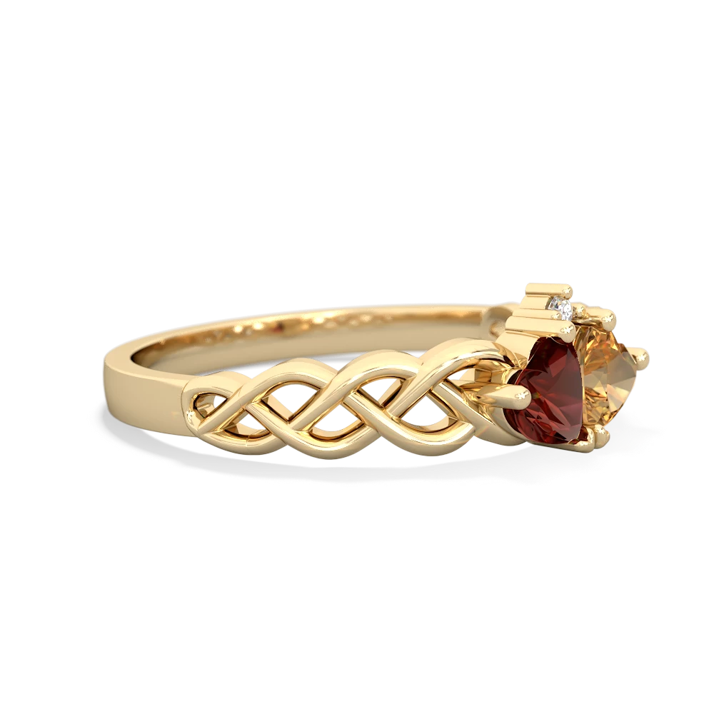 Garnet Heart To Heart Braid 14K Yellow Gold ring R5870