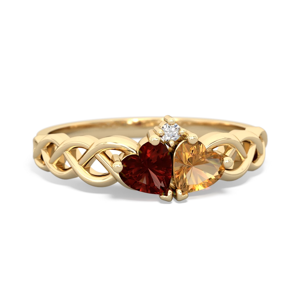 Garnet Heart To Heart Braid 14K Yellow Gold ring R5870