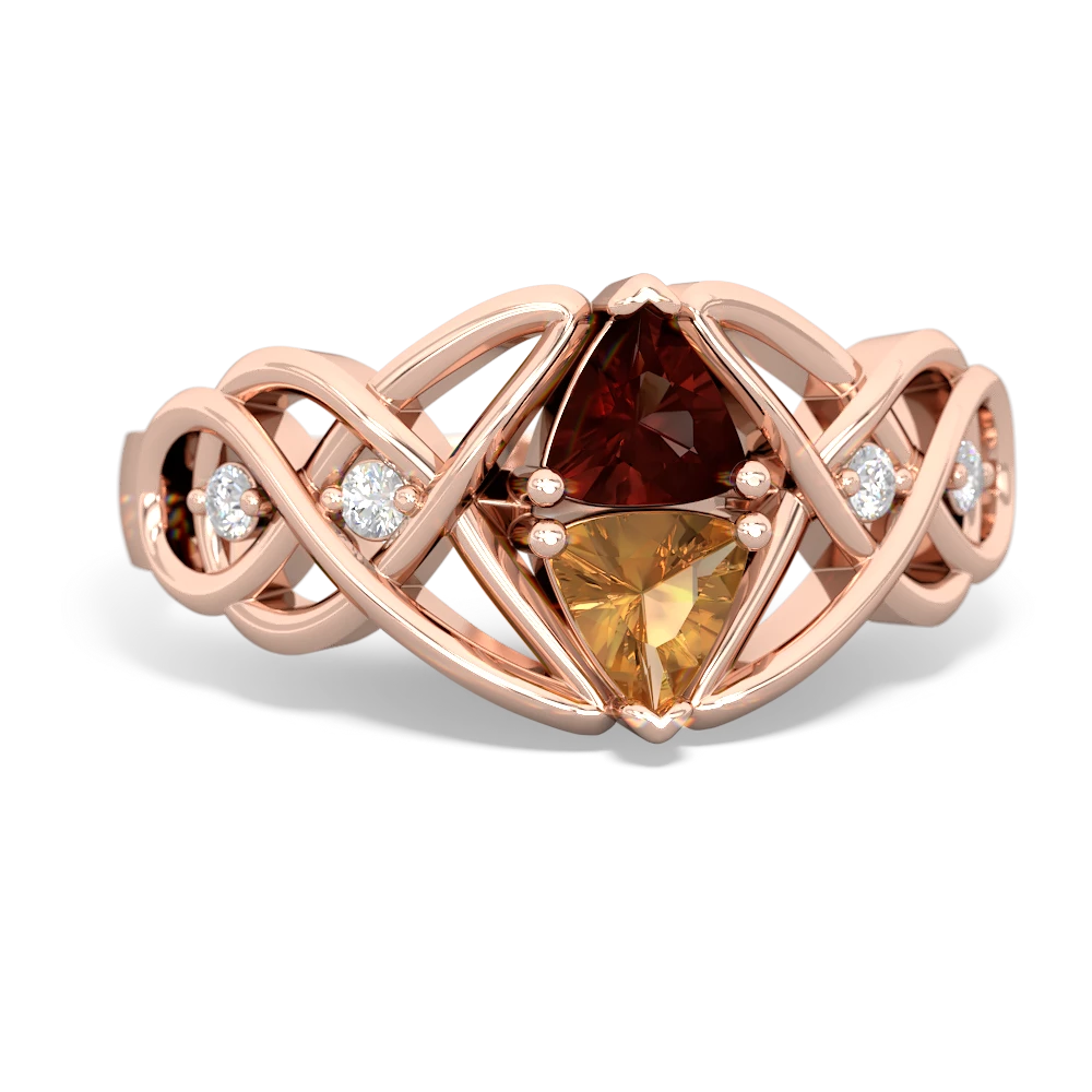 Garnet Keepsake Celtic Knot 14K Rose Gold ring R5300