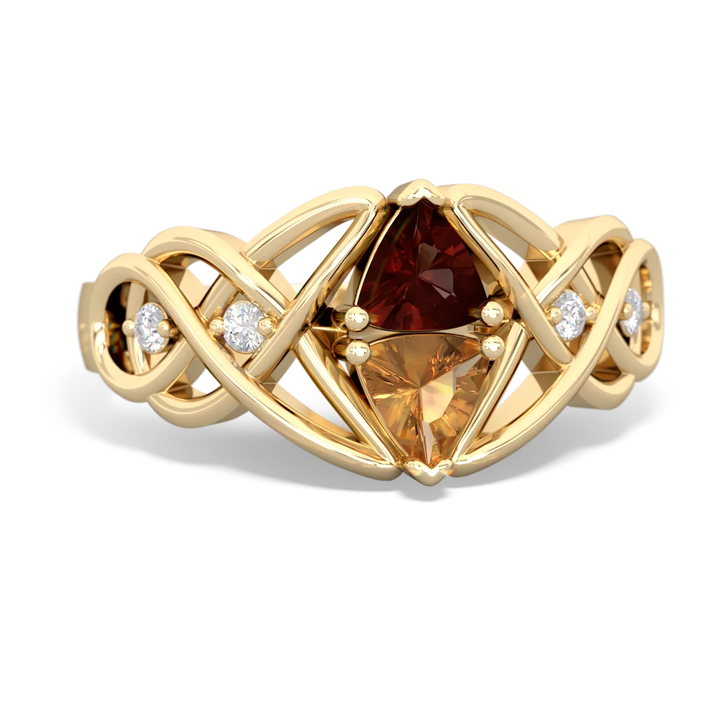 Garnet Keepsake Celtic Knot 14K Yellow Gold ring R5300