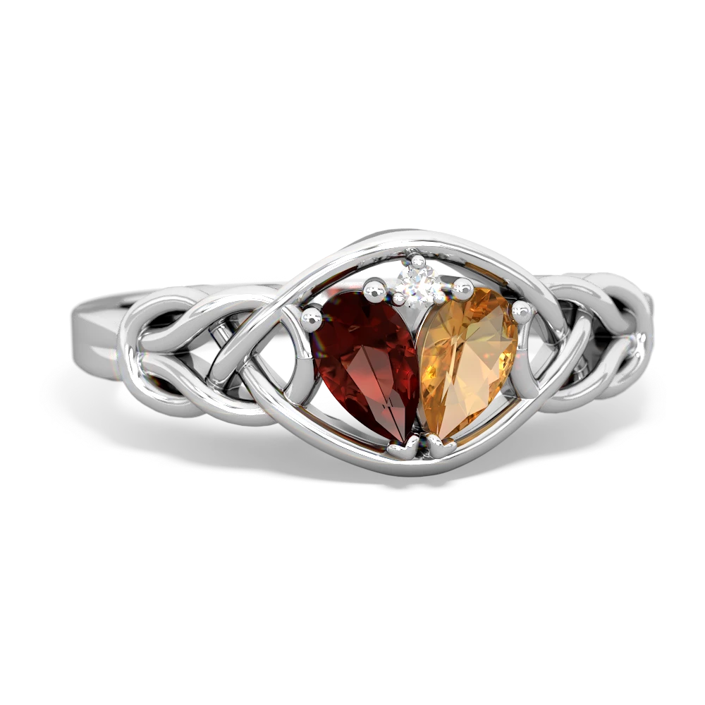 Garnet Celtic Love Knot 14K White Gold ring R5420