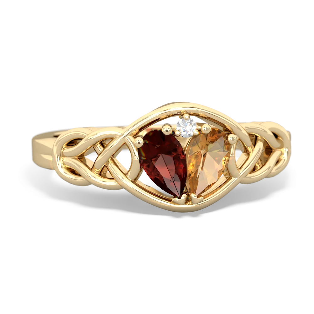 Garnet Celtic Love Knot 14K Yellow Gold ring R5420