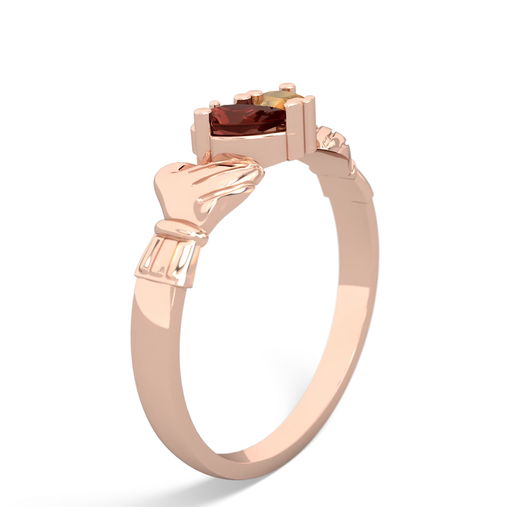 Garnet 'Our Heart' Claddagh 14K Rose Gold ring R2388