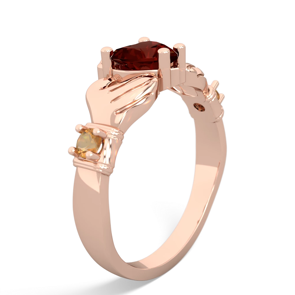 Garnet Claddagh Keepsake 14K Rose Gold ring R5245