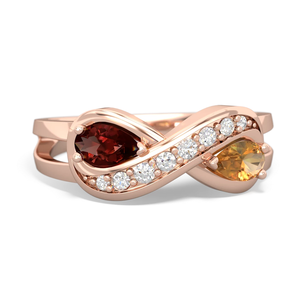 Garnet Diamond Infinity 14K Rose Gold ring R5390