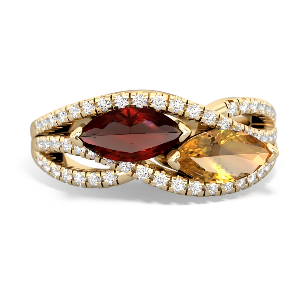 Garnet Diamond Rivers 14K Yellow Gold ring R3070