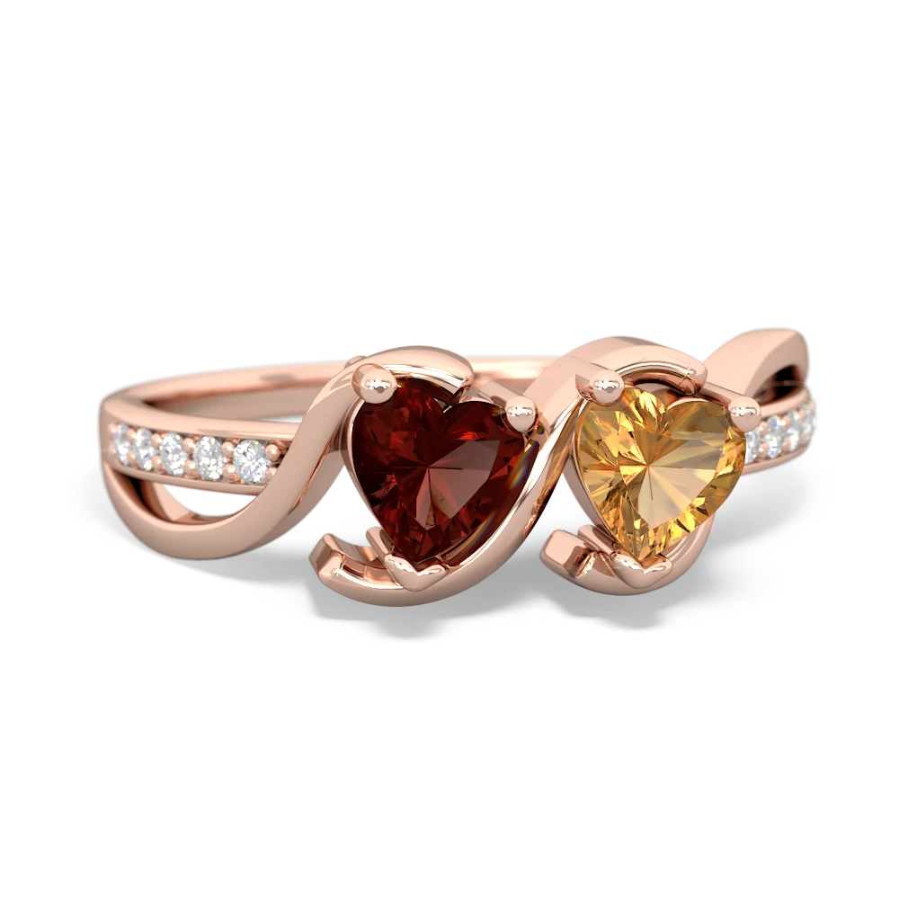 Garnet Side By Side 14K Rose Gold ring R3090