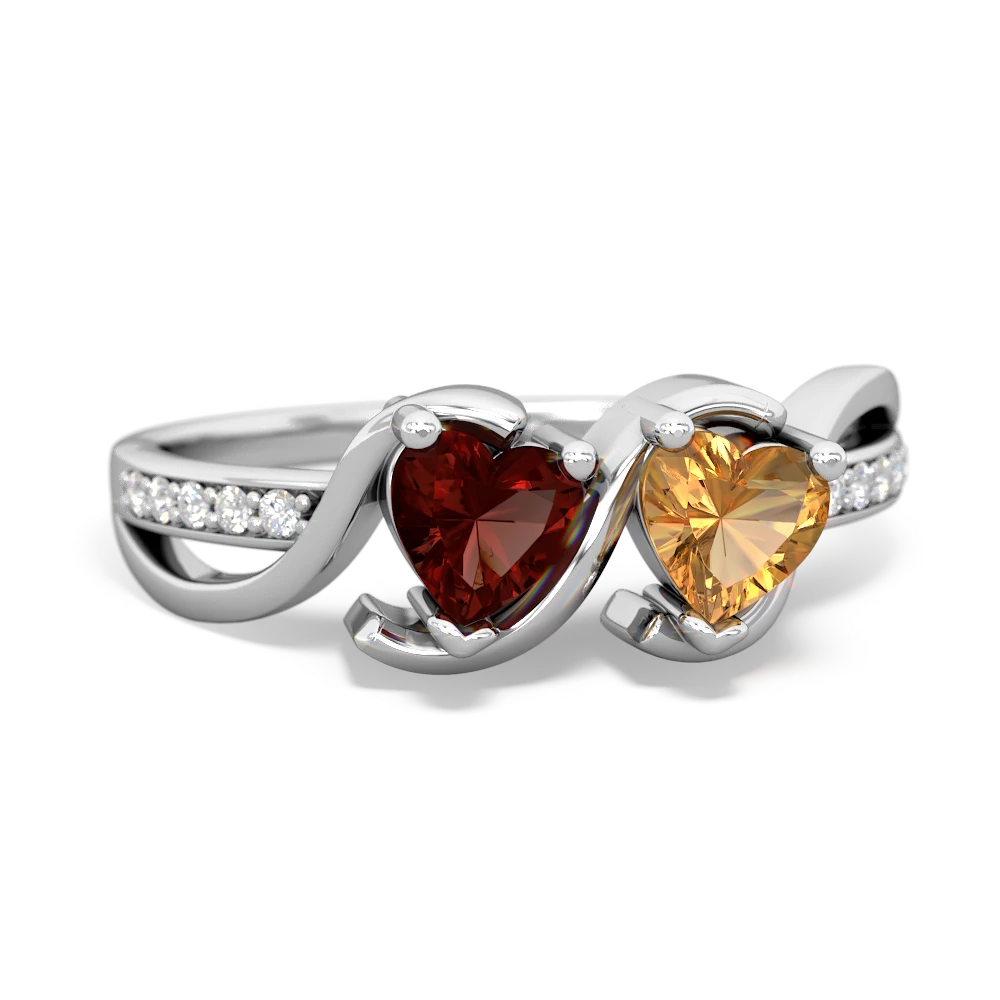 Garnet Side By Side 14K White Gold ring R3090