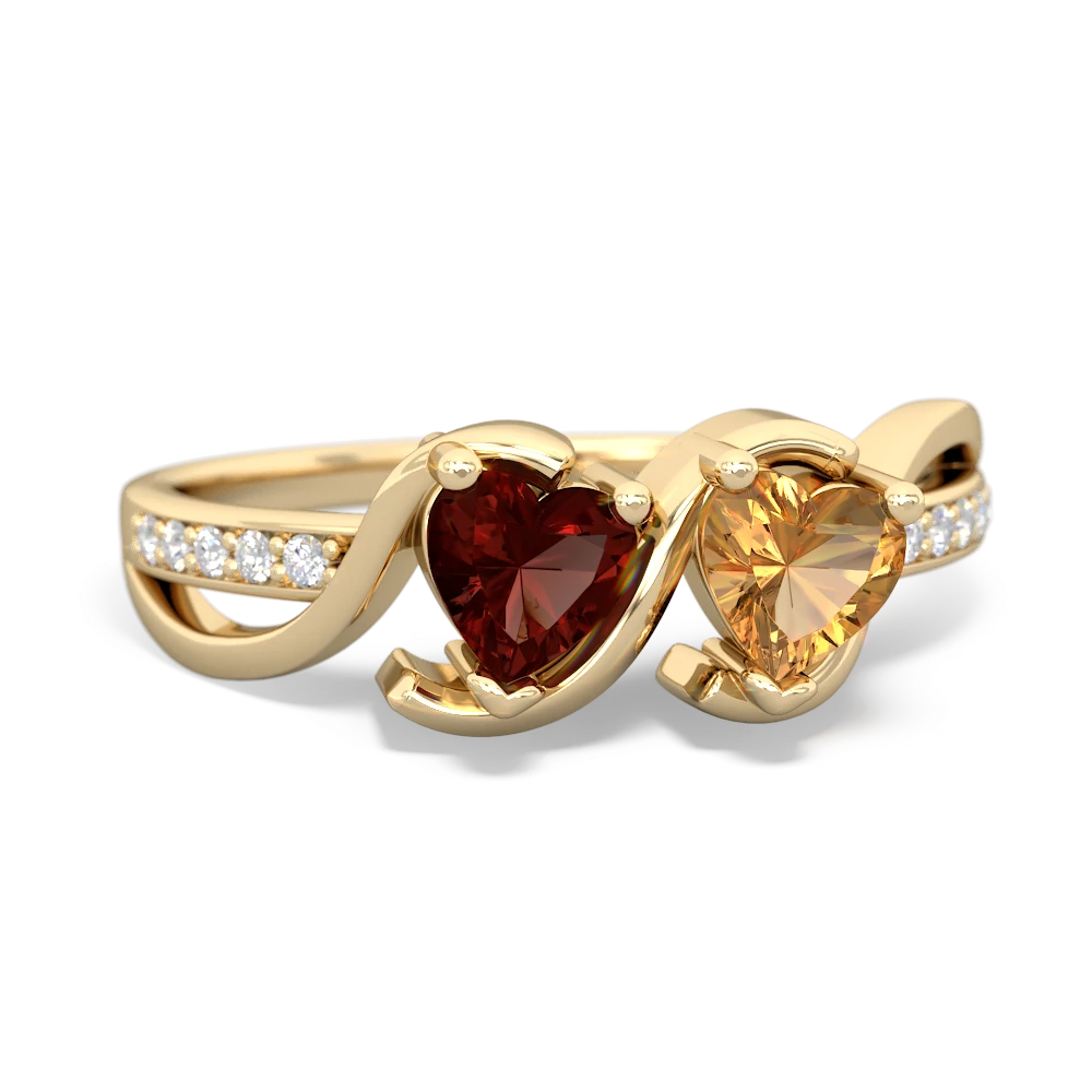 Garnet Side By Side 14K Yellow Gold ring R3090