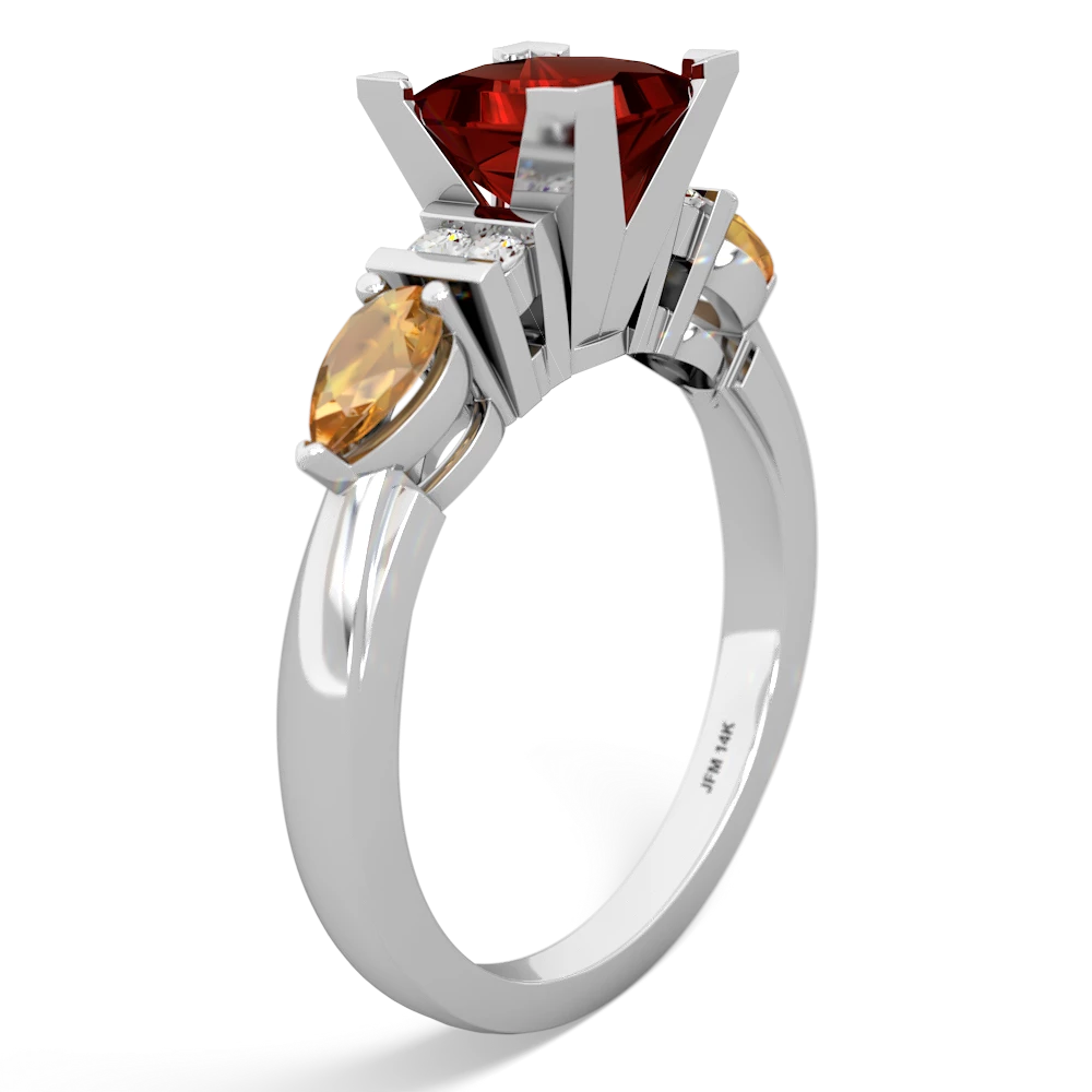 Garnet 6Mm Princess Eternal Embrace Engagement 14K White Gold ring C2002