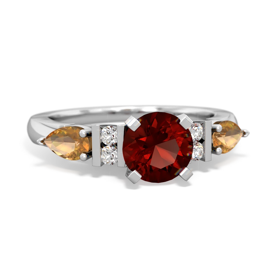 Garnet 6Mm Round Eternal Embrace Engagement 14K White Gold ring R2005