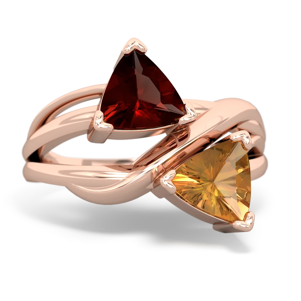 Garnet Split Band Swirl 14K Rose Gold ring R2341